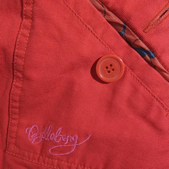 Vintage Y2K BILLABONG ♥️ Red Jacket Lined w/ Red Poppies and Removable Fur Hood - Picture 4 of 11